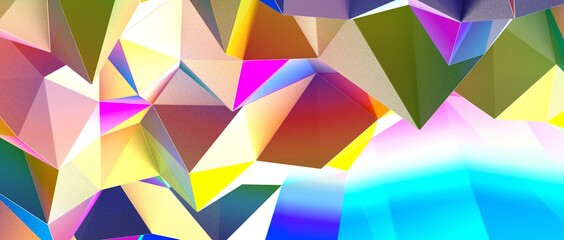 Multicolor abstract background banner of triangles , all the colors of the rainbow