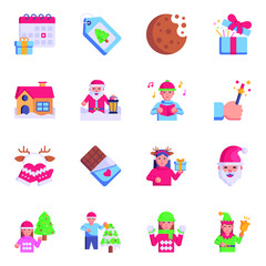 Fototapeta premium Xmas Flat Icons Pack