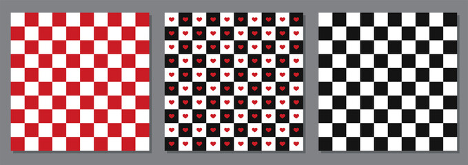 Set of checkered retro 1970s style abstract backgrounds
