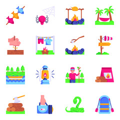 Collection of Adventure Flat Icons 

