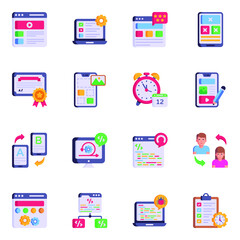 Collection of Web and App Development Flat Icons