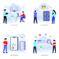 Flat Illustrations of Cloud Hosting- UI/UX

