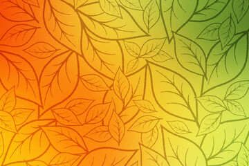 Autumn background. Fall leaf backdrop in orange, yellow and green foliage colors. illustration of fall colored background.