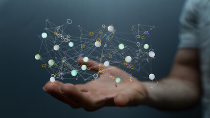 Abstract network of physical devices on the Internet using a network connection with statistics...