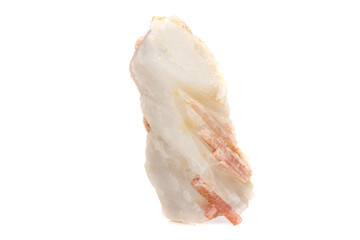 Macro mineral stone Tourmaline in the breed a white background