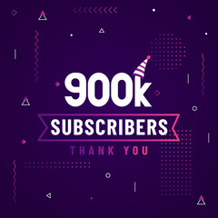 Thank you 900K subscribers, 900000 subscribers celebration modern colorful design.