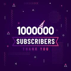 Thank you 1000000 subscribers, 1M subscribers celebration modern colorful design.