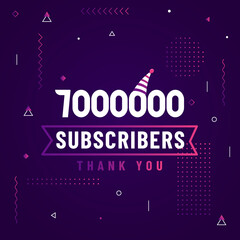 Thank you 7000000 subscribers, 7M subscribers celebration modern colorful design.