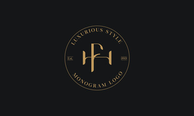 Alphabet HF or FH abstract monogram vector logo template