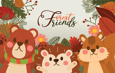 Animal Character, Forest Animal, Cute Cartoon in Autumn Time