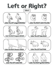 Left or Right - Learning Left and Right School Worksheets, Kindergarten Worksheets.