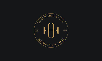 Fototapeta na wymiar Alphabet HO or OH abstract monogram vector logo template
