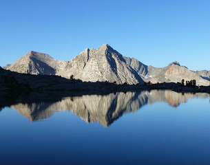 Fototapeta na wymiar Mountain lake reflections scenery
