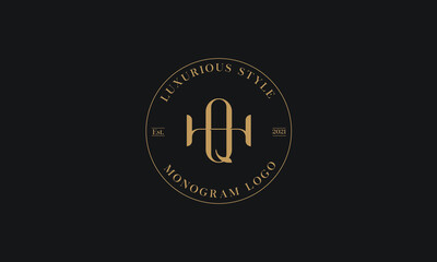 Fototapeta na wymiar Alphabet HQ or QH abstract monogram vector logo template