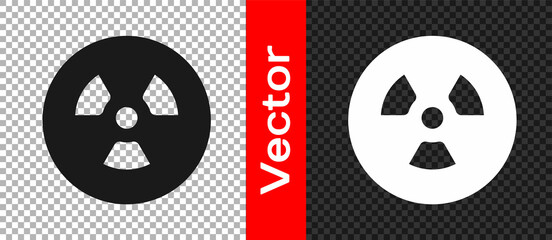 Black Radioactive icon isolated on transparent background. Radioactive toxic symbol. Radiation hazard sign. Vector