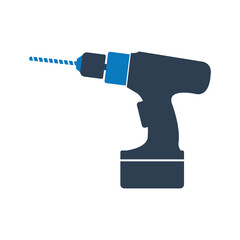 Power drill machine vector flat icon. Simple editable illustration usable for web and print items