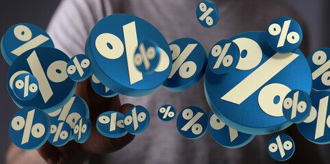 Seasonal sales background with percent discount pattern. 3D