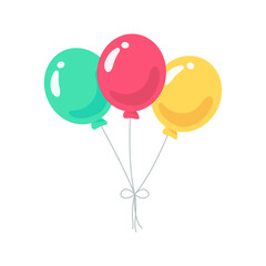 Balloon vector. colorful balloons tied with string for kids birthday party