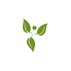 Green leaf community people logo design