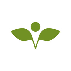 Green leaf community people logo design