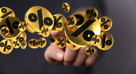 Seasonal sales background with percent discount pattern. 3D