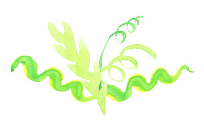 watercolor green elements, autumn leaves, loose, for design 
and decoration