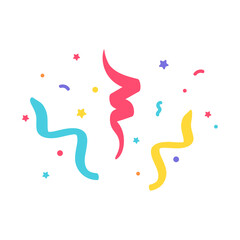 Confetti vector. colorful rolls of paper Confetti floating from the birthday party fireworks