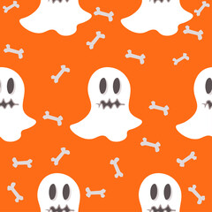 Ghost Seamless pattern background,Halloween wallpaper concept, gift wrap vector illustration