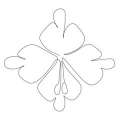 Clarkia flower line art. Continuous single line drawing.