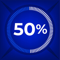 50 percent count on dark blue background