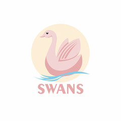 swans animal bird design logo vector. 