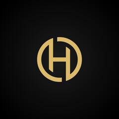 Gold H logo decorative abstract circle initial letter luxury logo template for brand identity company vector graphic design