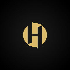 h logotype premium gold circle brand identity logo company