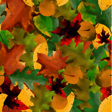 Autumn Leaves Background Seamless Pattern