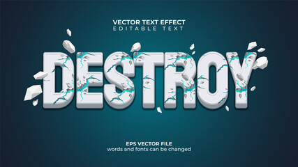 vector text effect. the concept of cracking and scattering. eps file - obrazy, fototapety, plakaty
