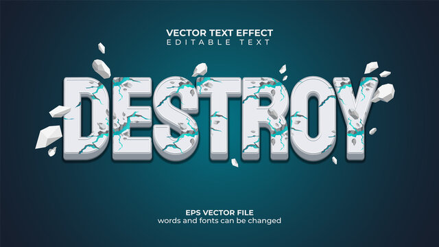 vector text effect. the concept of cracking and scattering. eps file