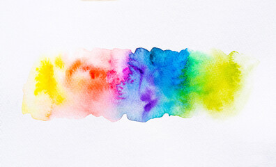 Colorful watercolor brush background. Abstract watercolor stain with paint blotch for banner, template, element for decoration.