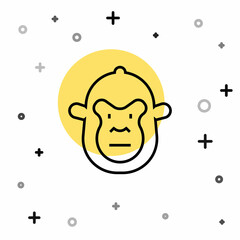 Black line Monkey icon isolated on white background. Animal symbol. Random dynamic shapes. Vector