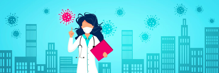 Doctor against new coronavirus infection. 3D illustration