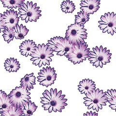 Daisy flower seamless vector illustration painting. Isolated vectors can be placed on any object. 