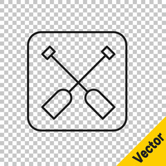 Black line Paddle icon isolated on transparent background. Paddle boat oars. Vector