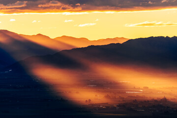 sunset over the mountains