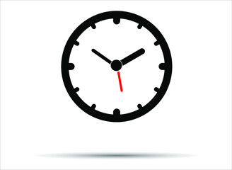 Isolated clock on a white background. Flat style. Time icon. Modern clock for home, office. Vector.