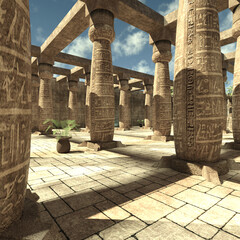 Fototapeta na wymiar 3d-illustration of ancient fantasy temple catacombs background