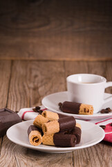 Chocolate wafer rolls. 