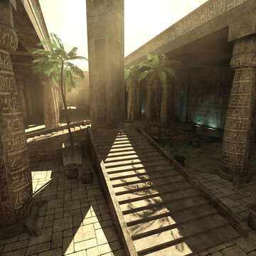 3d-illustration of ancient fantasy temple catacombs background
