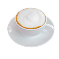 Coffee Latte, Pictures for Coffee Shops, coffee cup top view isolated on white background.