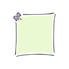 Square doodle frame with varied simple small bow isolated on white background. Hand drawn illustration.