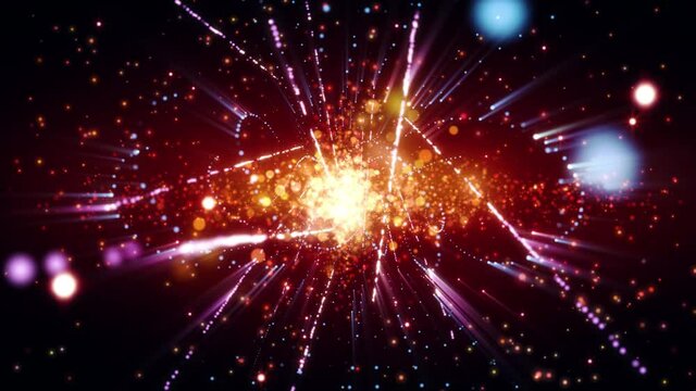 4K Abstract background animation shining  particles, stardust, energy waves flares flowing in space loop