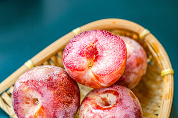 Fresh apricot plum pulp close-up